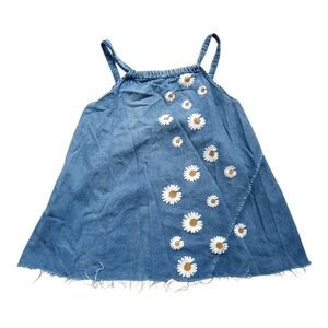 MISSLOOK Denim Blue Tank Top with Daisy Accents